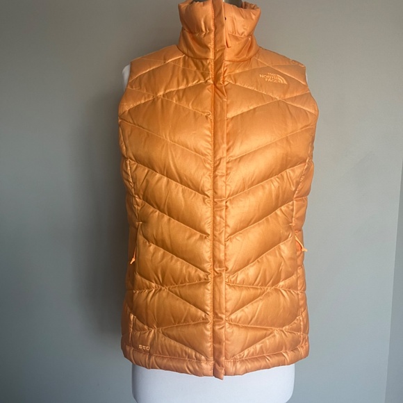 The North Face Aconcagua Down Vest 550 Orange Sherbert Nasturtium Gilet Smal - Picture 2 of 11